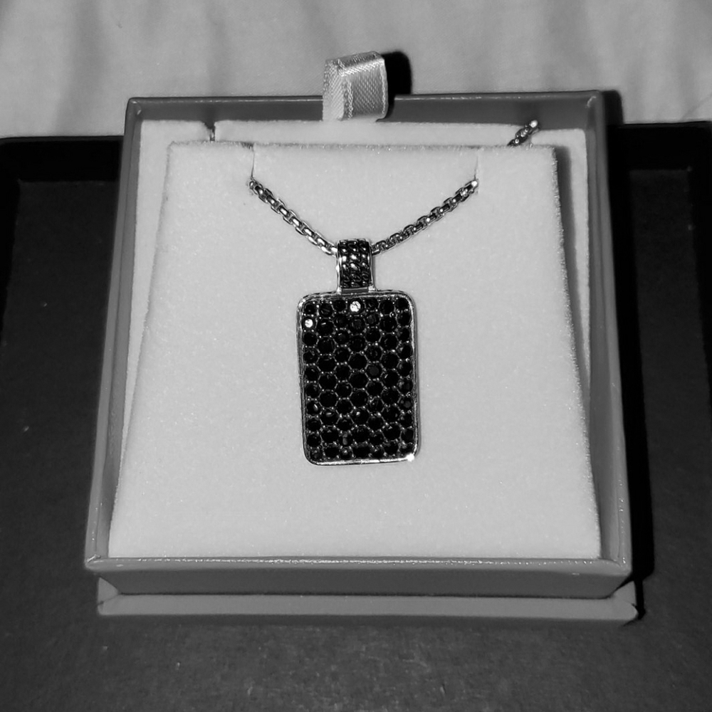 EFFY® Men's Black Spinel Dog Tag 22" Pndnt Neck